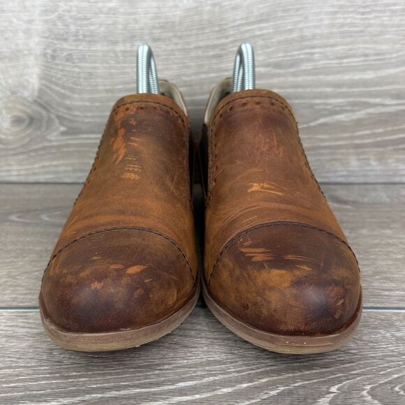 Korks Gertrude Women’s Sz 9M Brown Leather Slip-On Almond Cap Toe Shoes - Picture 2 of 10